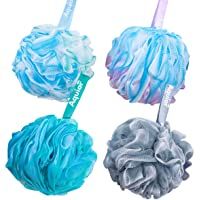 Aquior Bath Sponge Shower Loofahs Balls 75g-PCS Extra Large Mesh Pouf Easy Foaming Body Scrubber Exfoliator for Big Full…